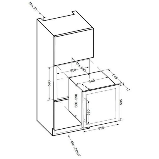 Climadiff Wijnklimaatkast | CBI44S1B | 1 Zone - Elite Wijnkoelkast