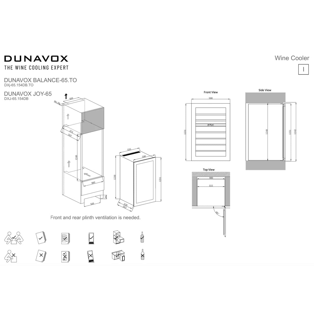 Dunavox Joy-65 Wijnkoelkast | DXJ-65.154DB | 2 Zones