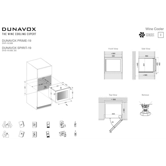 Dunavox Prime-19 Wijnkoelkast | DVP-19.50B | 1 Zone