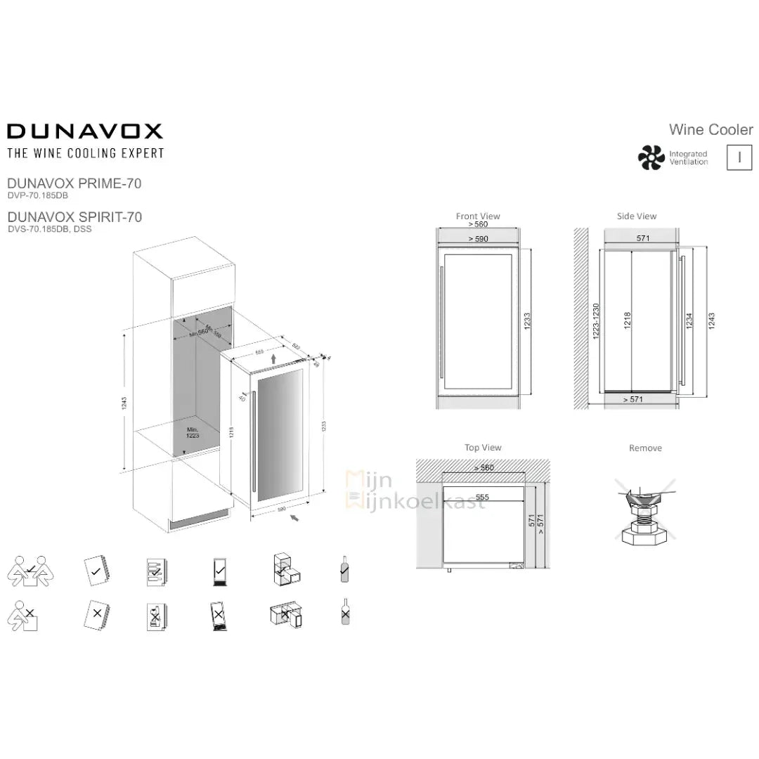 Dunavox Spirit-70 Wijnkoelkast | DVS-70.185DB | 2 Zones