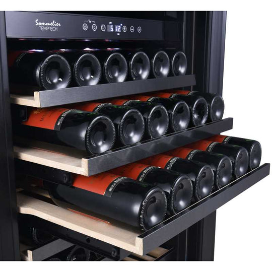 Temptech Wijnklimaatkast | Sommelier SOM180DRB | 166 Flessen | 2 Zones - Elite Wijnklimaatkast