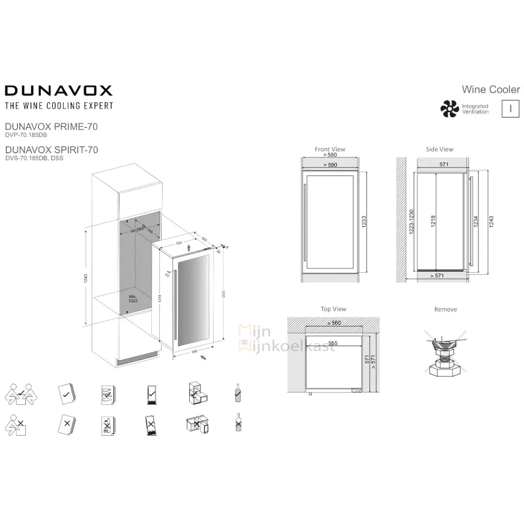 Dunavox Prime-70 Wijnkoelkast | DVP-70.185DB | 2 Zones