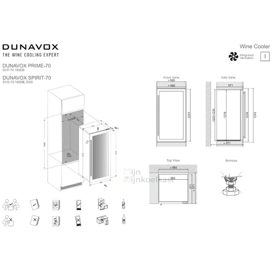 Dunavox Prime-70 Wijnkoelkast | DVP-70.185DB | 2 Zones