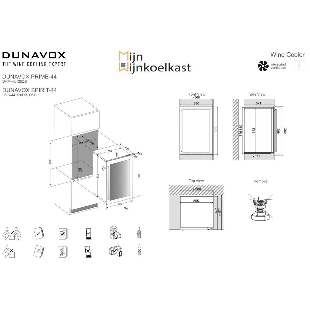 Dunavox Prime-44 Wijnkoelkast | DVP-44.120DB | 2 Zones