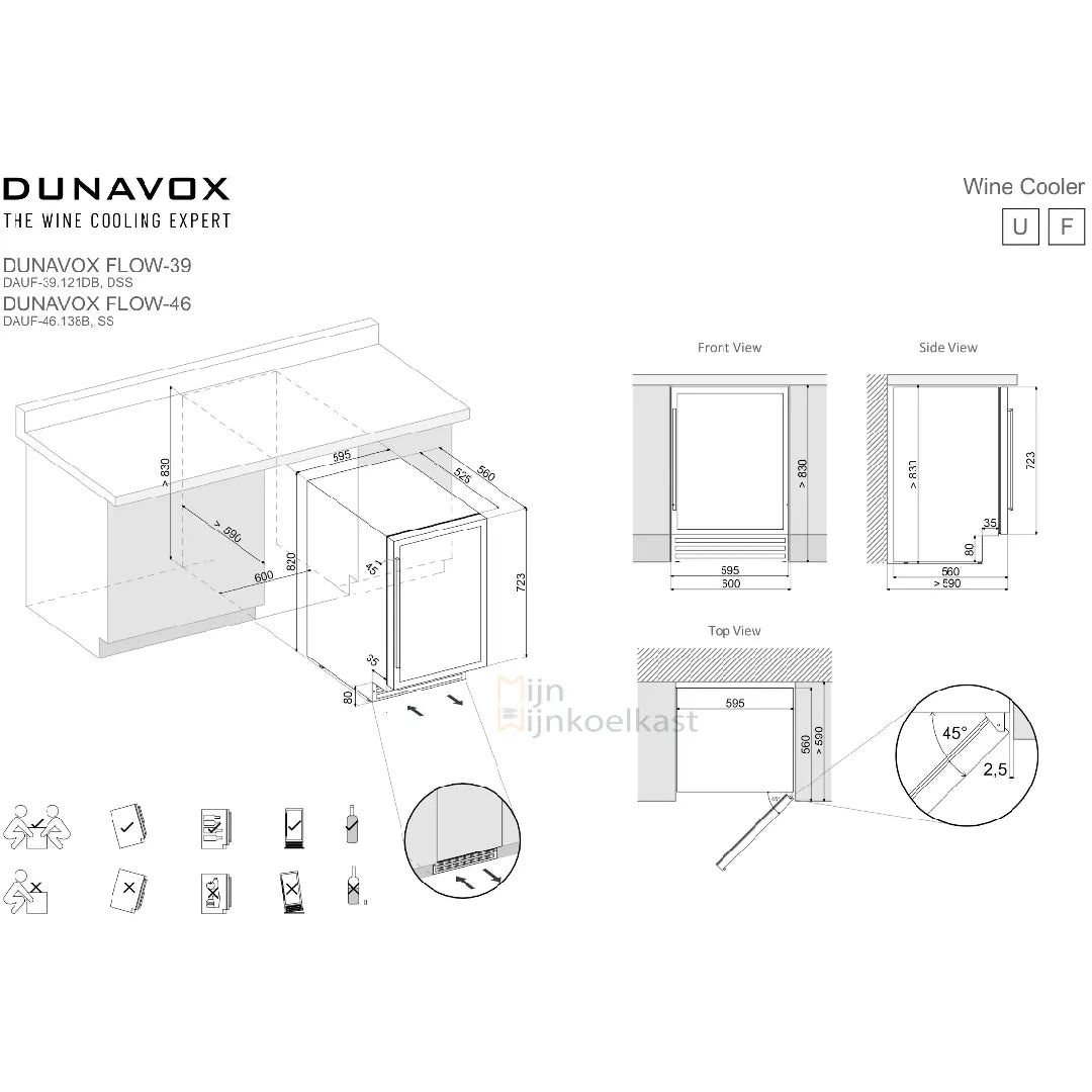 Dunavox Flow-46 Wijnkoelkast | DAUF-46.138C | 1 Zone | RAL Kleur