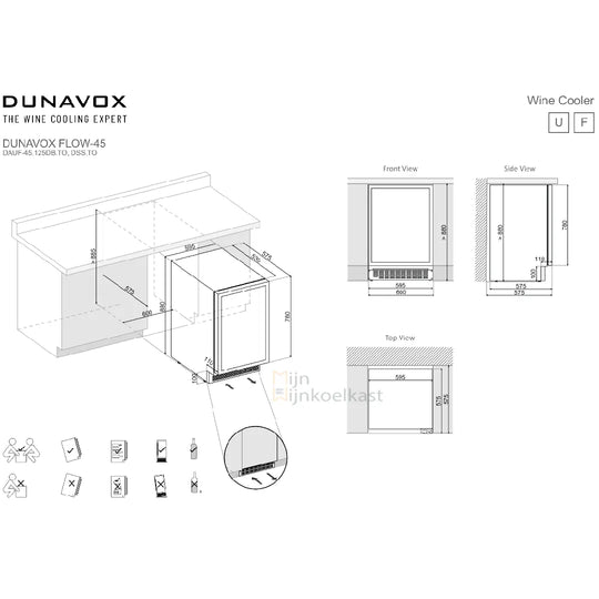 Dunavox Flow-45 Wijnkoelkast | DAUF-45.125DC.TO | 2 Zones | RAL Kleur