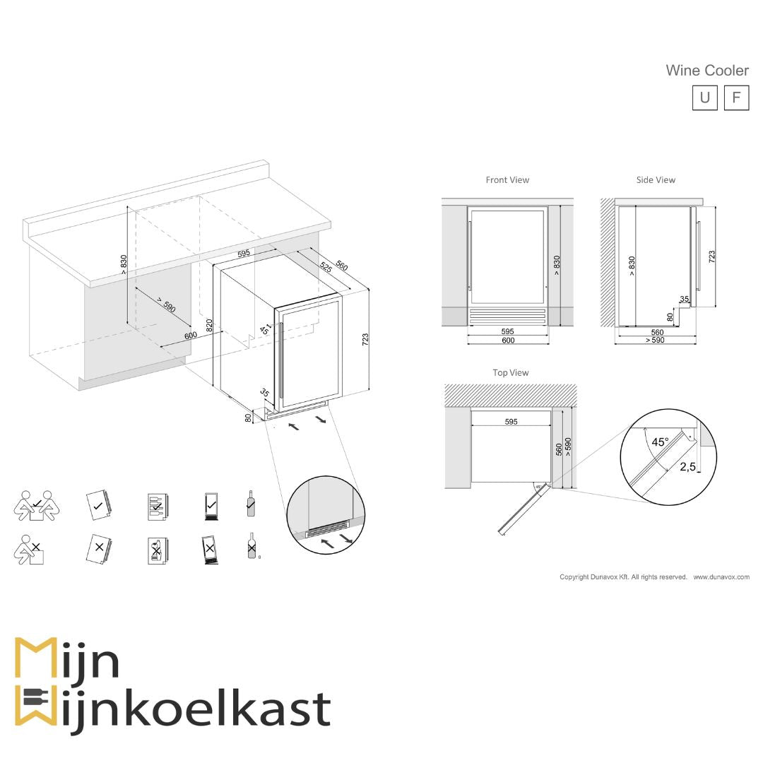Dunavox Flow-46 Wijnkoelkast | DAUF-46.138SS | 1 Zone | Zilver