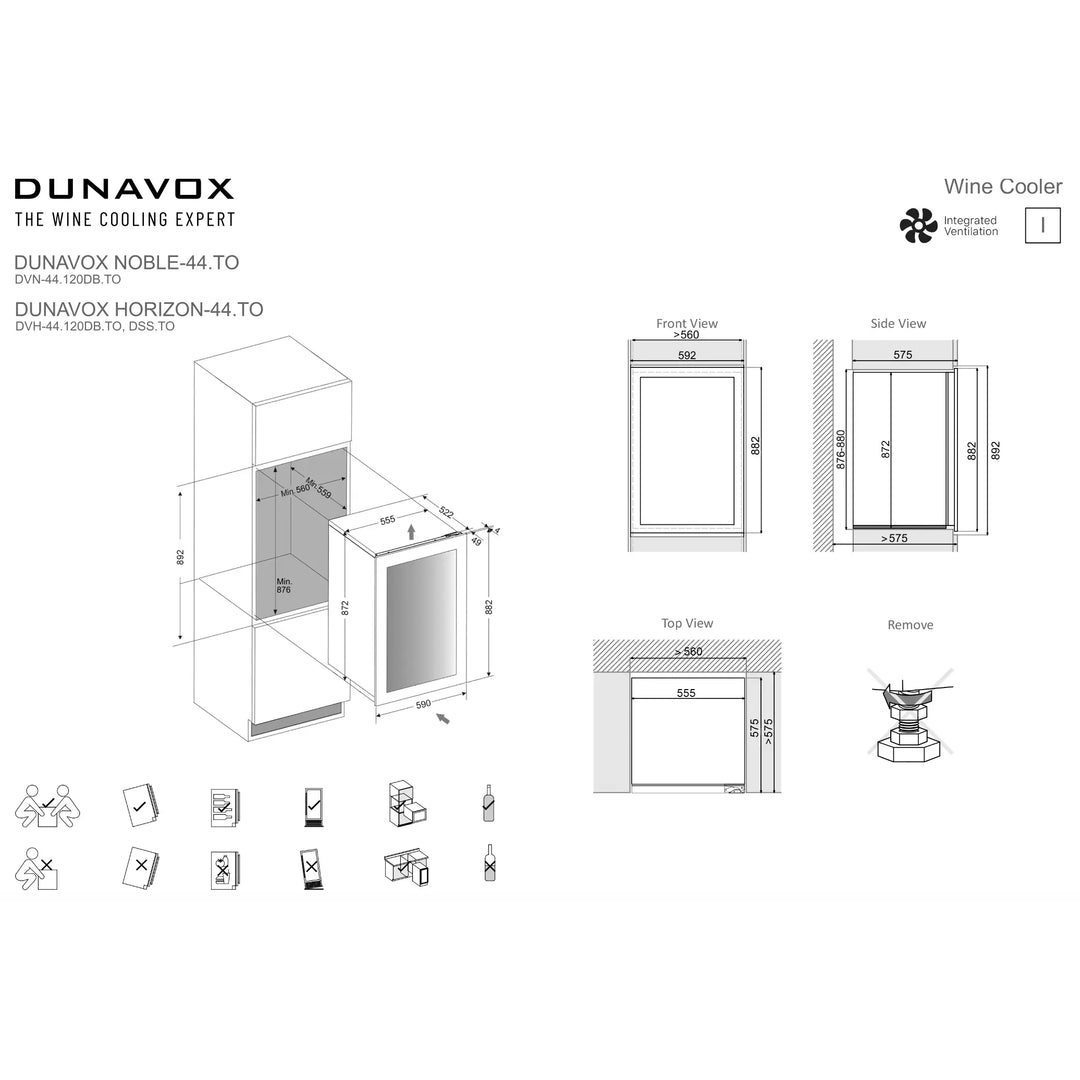 Dunavox Noble-44.TO Wijnkoelkast | DVN-44.120DB.TO | 2 Zones