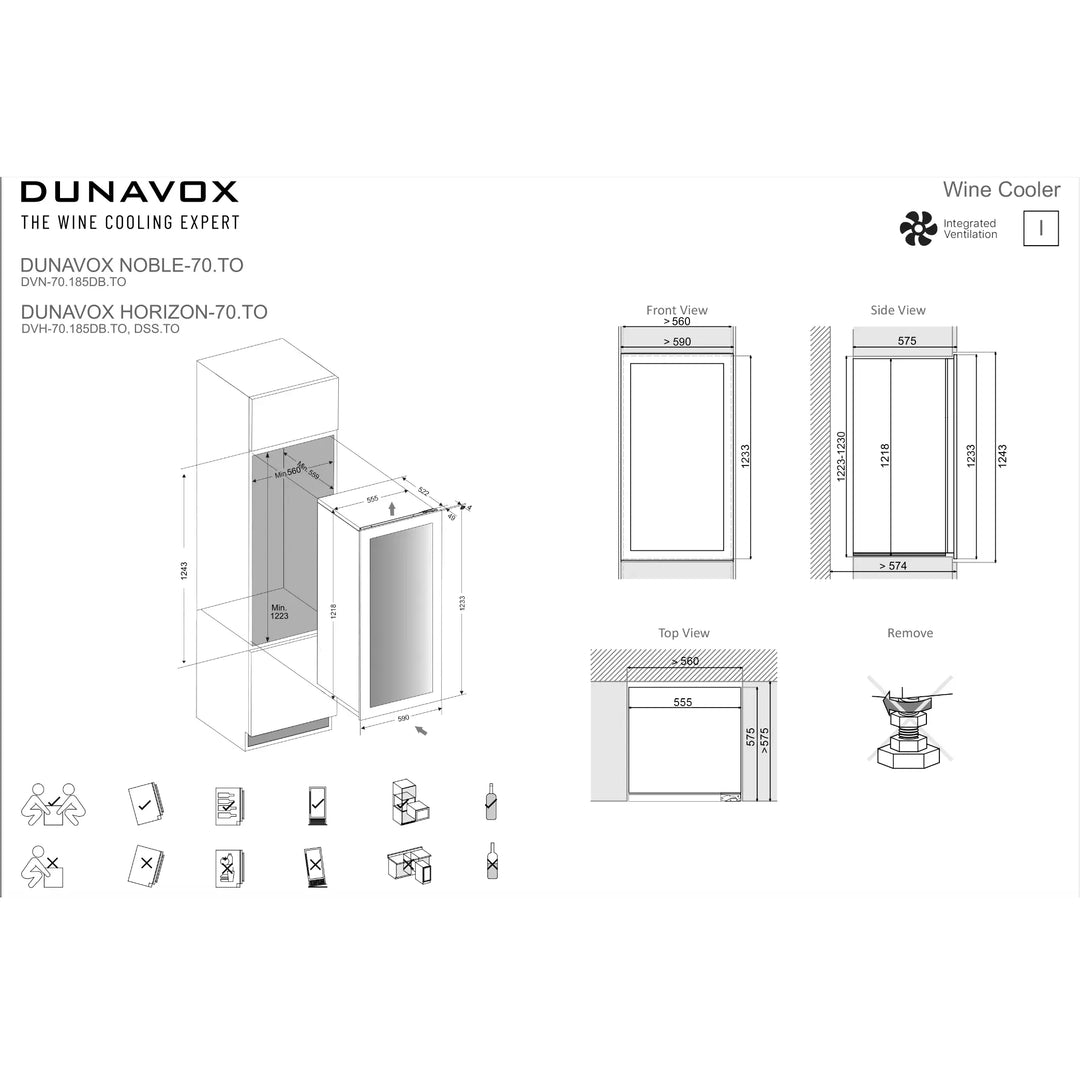 Dunavox Horizon-70.TO Wijnkoelkast | DVH-70.185DB.TO | 2 Zones