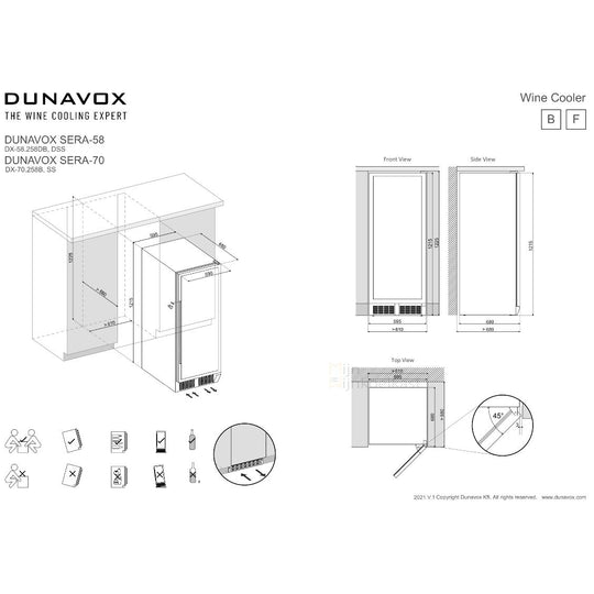 Dunavox Sera-70 Wijnkoelkast | DX-70.258MB | 1 Zone | Mat Zwart