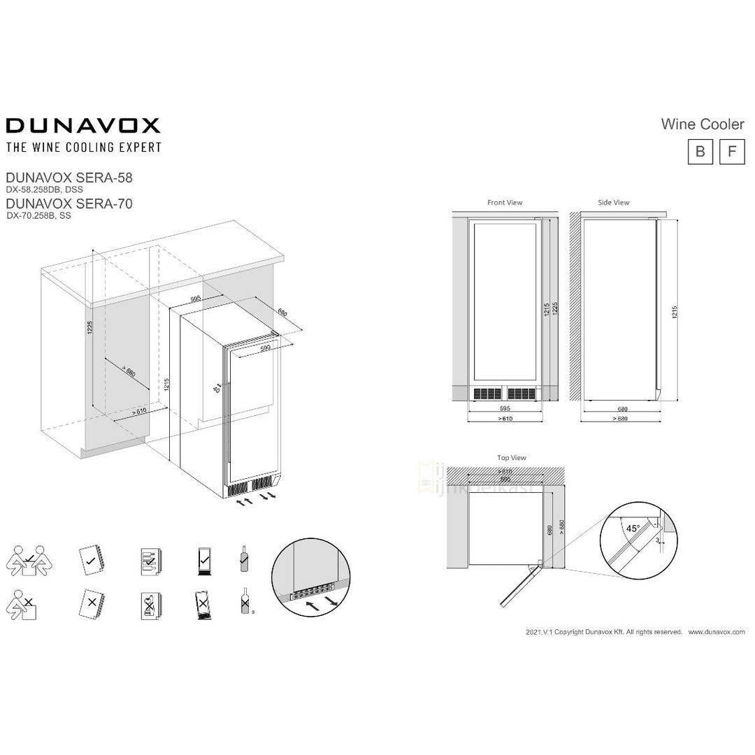 Dunavox Sera-70 Wijnkoelkast | DX-70.258C | 1 Zone | RAL Kleur