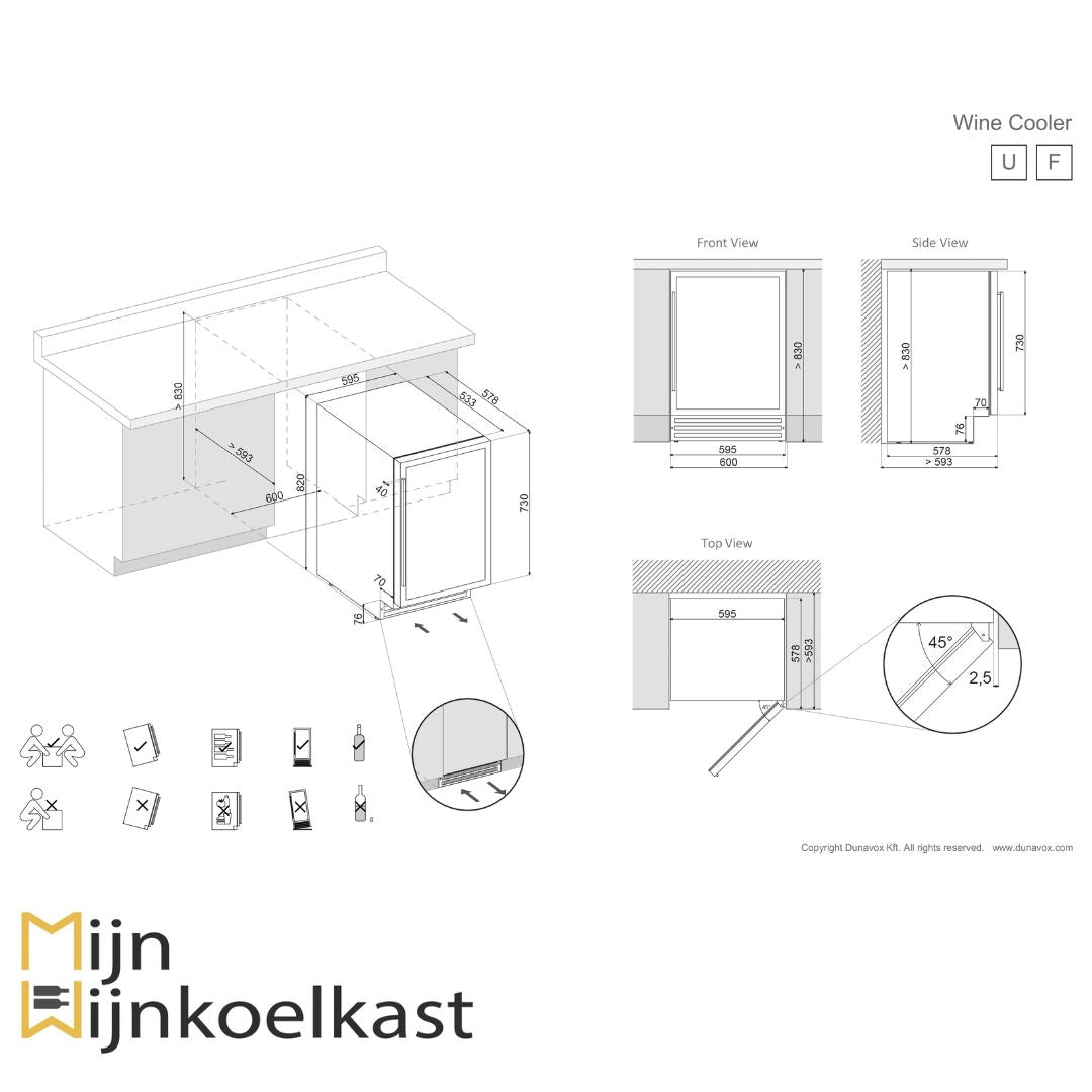 Dunavox Flow-46D Wijnklimaatkast | DAUF-46.145DSS | 2 Zones - Elite Wijnkoelkast