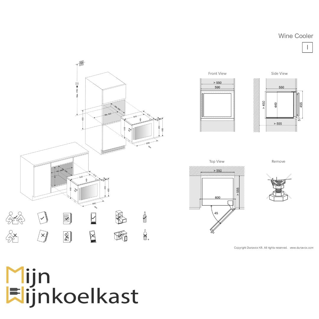 Dunavox Glance-18 Wijnklimaatkast | DAVG-18.46B.TO | 1 Zone - Elite Wijnkoelkast
