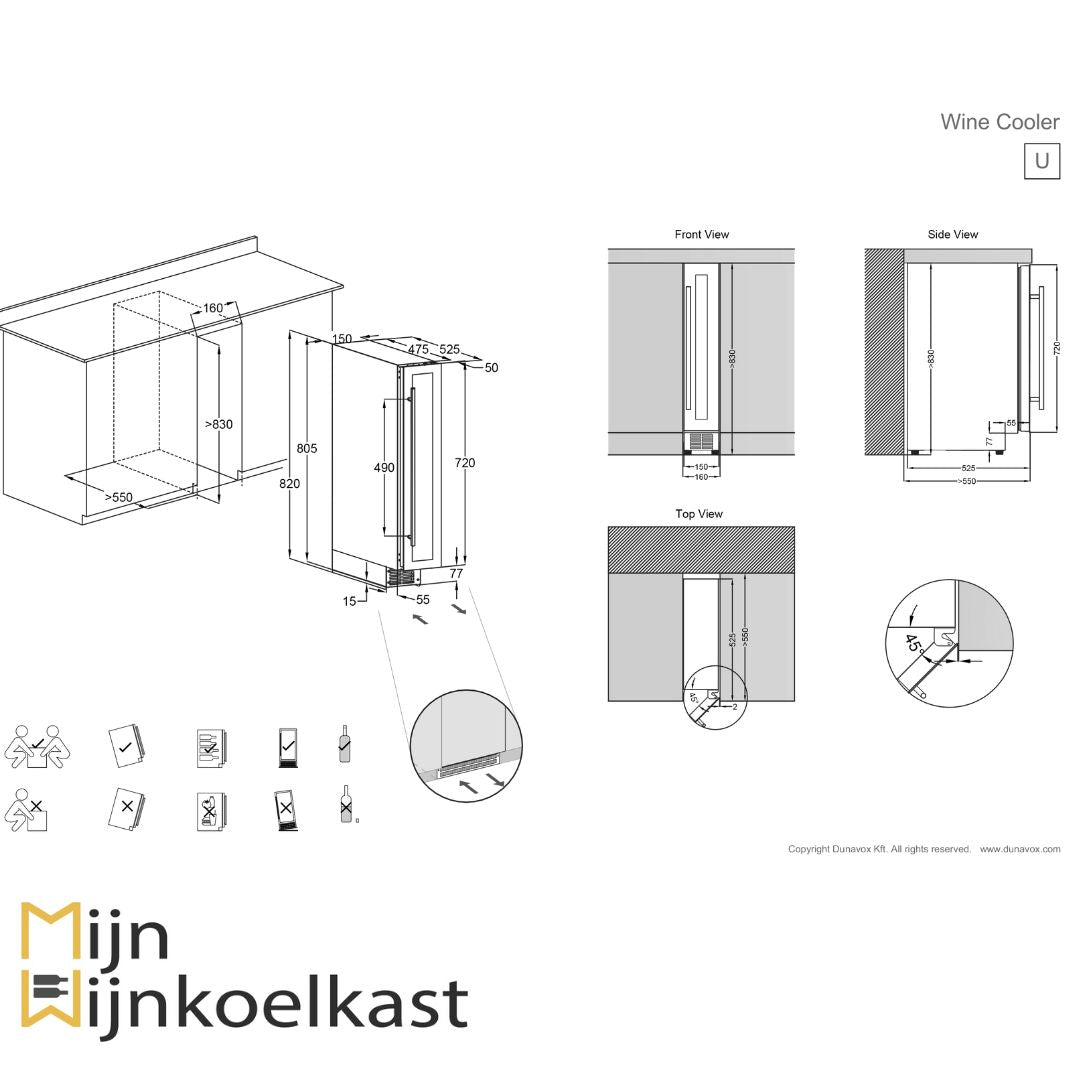 Dunavox Flow-9 Wijnklimaatkast | DAUF-9.22B | 1 Zone - Elite Wijnkoelkast