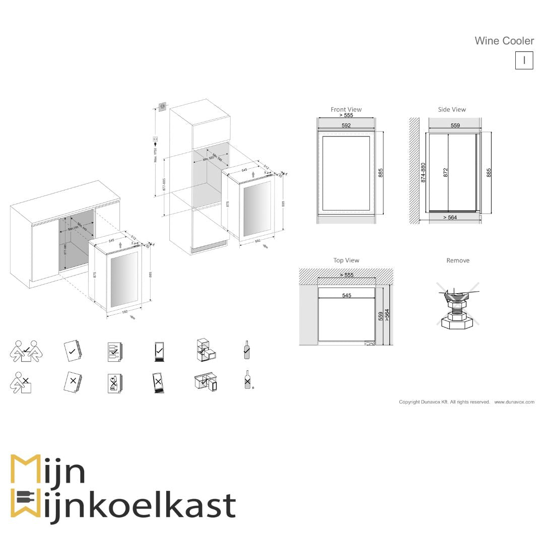 Dunavox Glance-49 Wijnklimaatkast | DAVG-49.116DB.TO | 2 Zones - Elite Wijnkoelkast