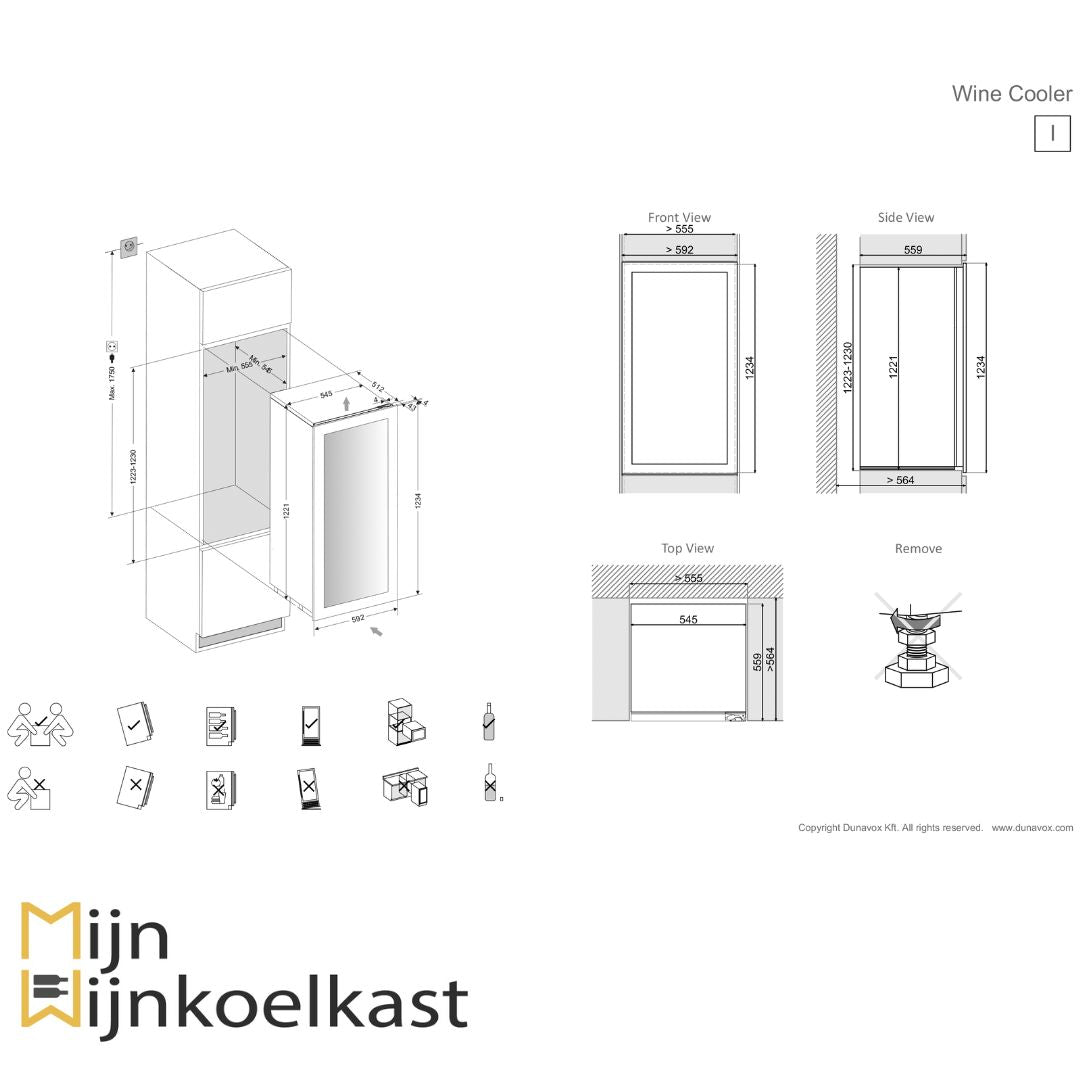 Dunavox Glance-72 Wijnklimaatkast | DAVG-72.185DSS.TO | 2 Zones - Elite Wijnkoelkast