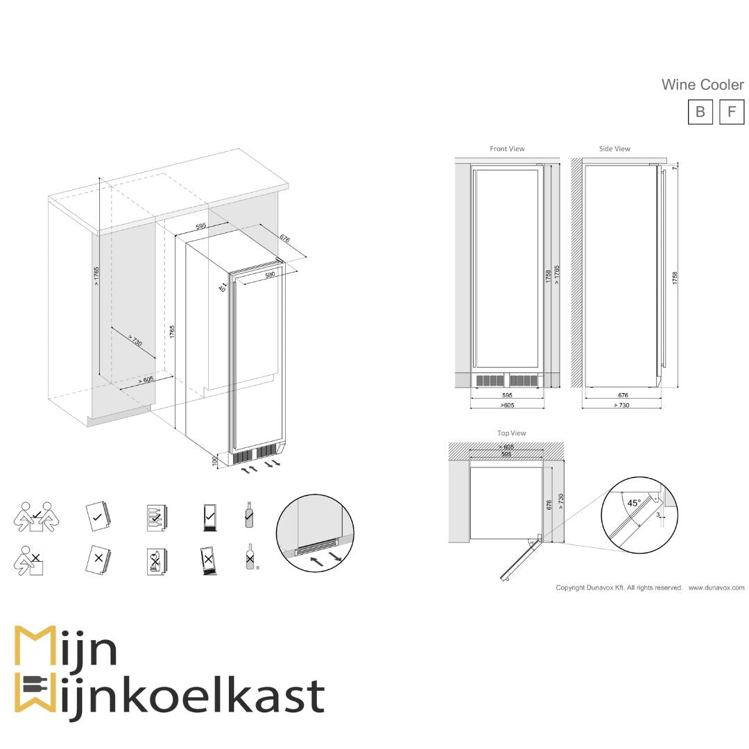 Dunavox Grande-166 Wijnklimaatkast | DX-166.428SDSK | 2 Zones - Elite Wijnkoelkast