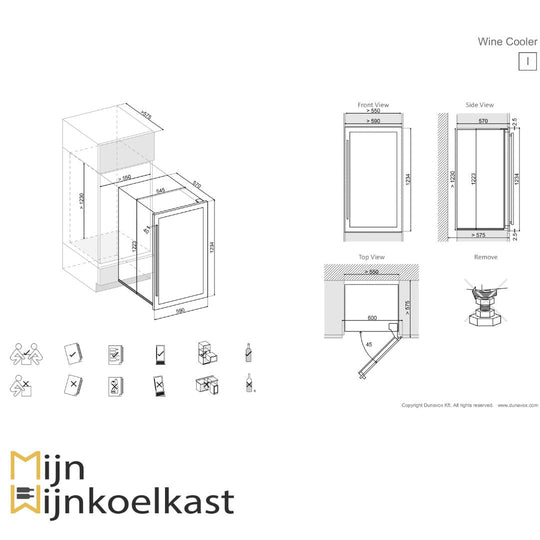 Inbouwtekening Dunavox Soul DAVS 72.185DB Wijnklimaatkast