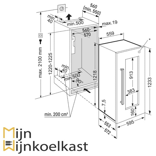 Inbouwtekening Liebherr Wijnklimaatkast