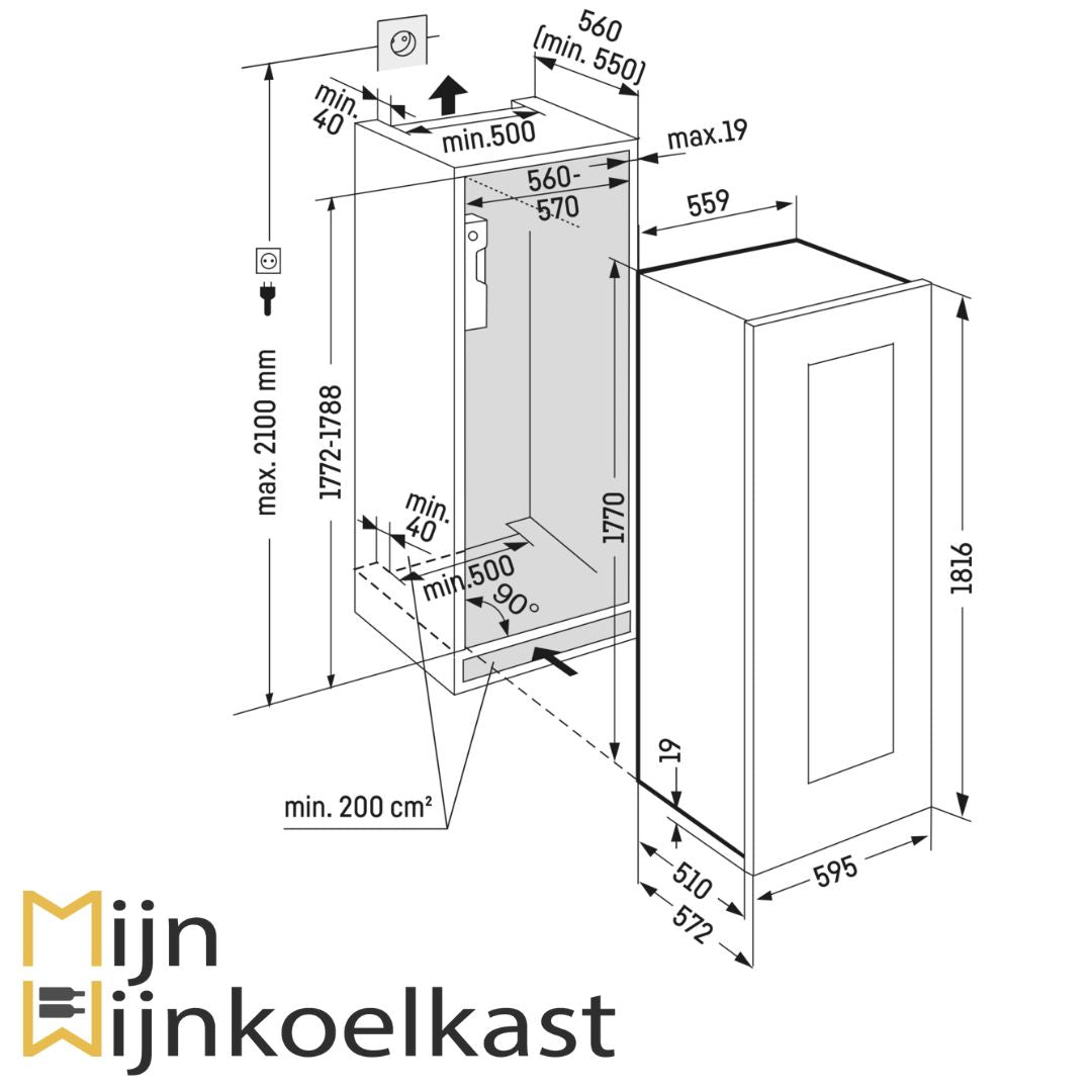 Inbouwtekening Liebherr Wijnklimaatkast | EWTgb 3583-21