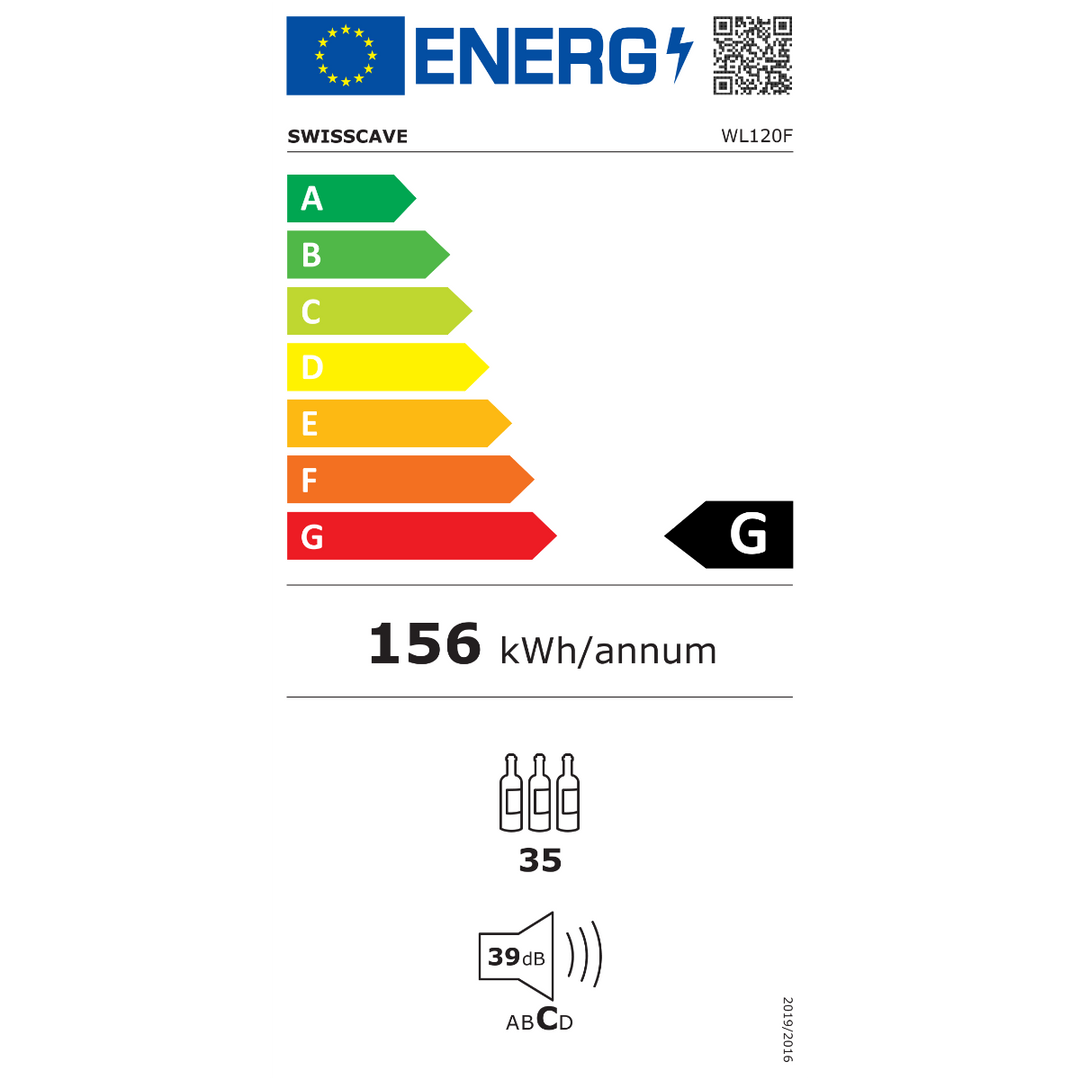 Swisscave Wijnklimaatkast WL120F-BLACK 1 Zone- Elite Wijnkoelkast